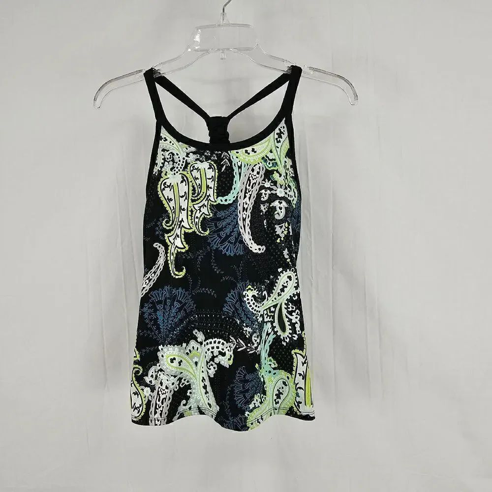 Athleta Pavitra Racerback Top Fiji Green and Black Size Small MINT